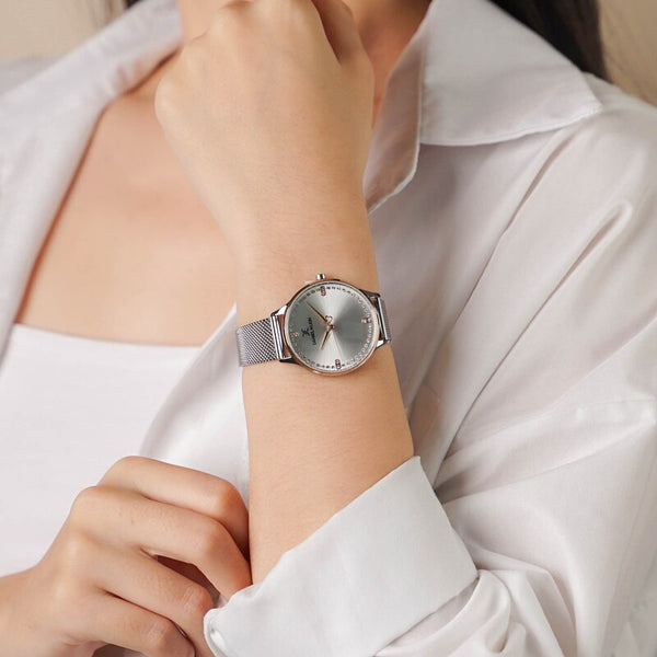 Daniel Klein Premium Women's Analog Watch DK.1.13043-4 Silver Mesh Strap Watch | Watch for Ladies