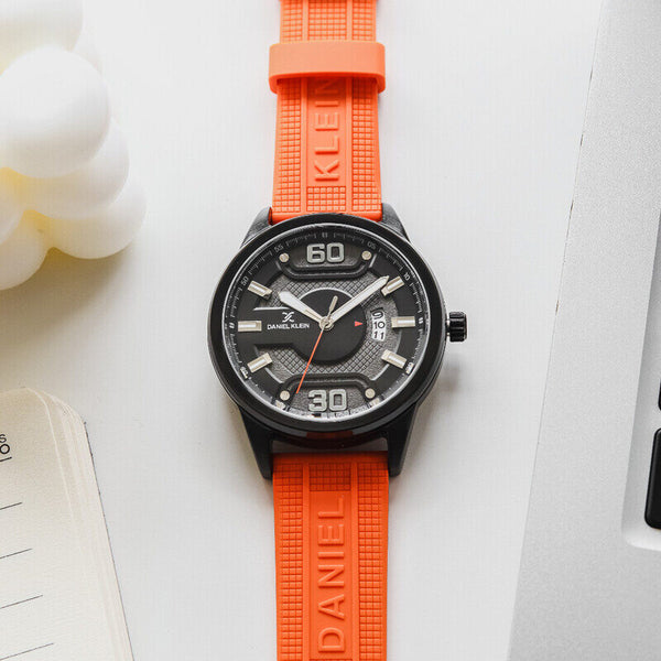 Daniel Klein Premium Men's Analog Watch DK.1.13063-3 Orange Silicone Strap Watch | Watch for Men