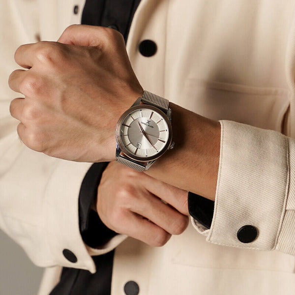 Daniel Klein Premium Men's Analog Watch DK.1.13077-3 Silver Mesh Strap Watch | Watch for Men