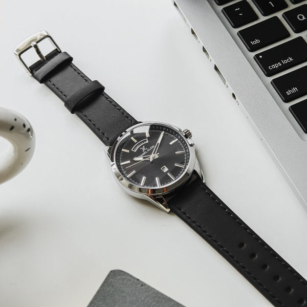 Daniel Klein Premium Men's Analog Watch DK.1.13079-1 Black Genuine Leather Strap Watch | Watch for Men