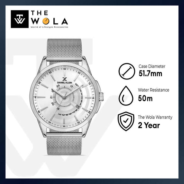 Daniel Klein Premium Men's Analog Watch DK.1.13080-1 Silver Mesh Strap Watch | Watch for Men