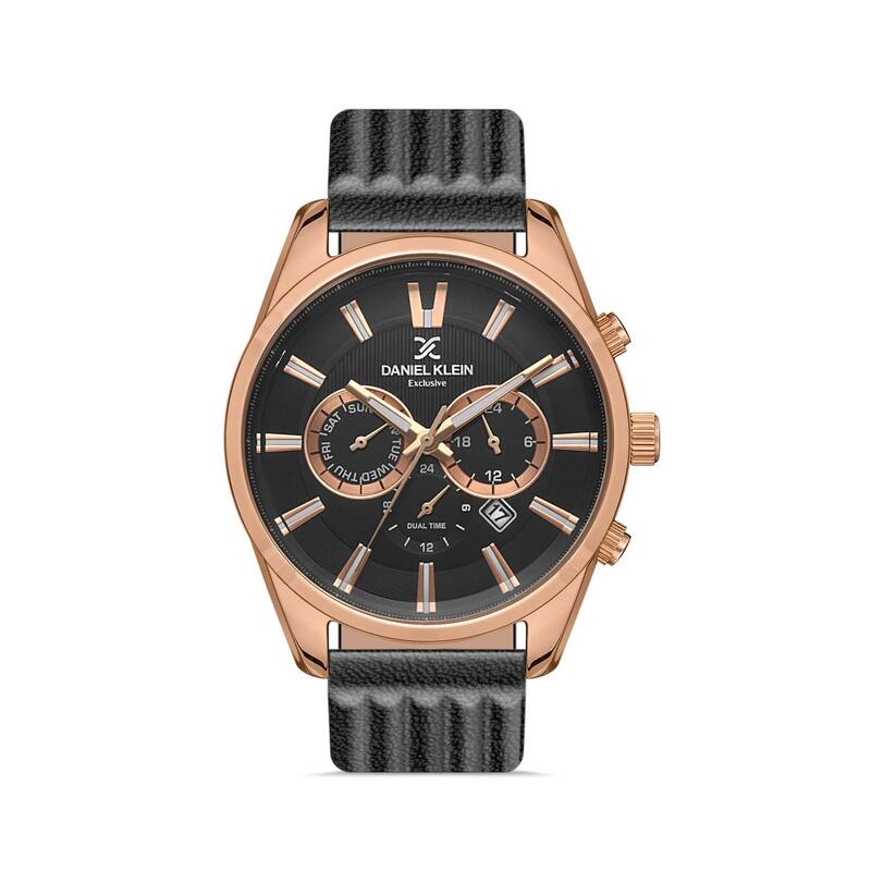 Daniel Klein Exclusive Men's Chronograph Watch DK.1.13120-5 Black Genuine Leather Strap Watch | Watch for Men