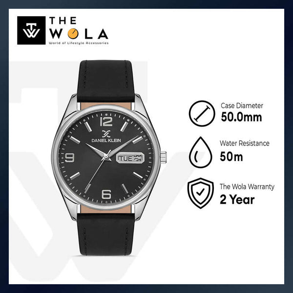Daniel Klein Premium Men's Analog Watch DK.1.13129-1 Black Genuine Leather Strap Watch | Watch for Men