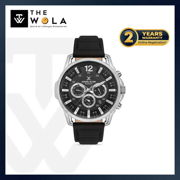Daniel Klein Exclusive Men's Chronograph Watch DK.1.13134-1 Black Genuine Leather Strap Watch | Watch for Men