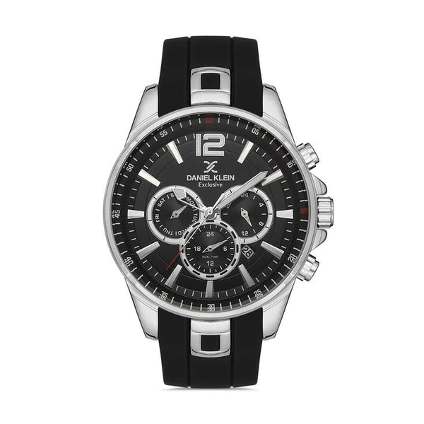 Daniel Klein Exclusive Men's Chronograph Watch DK.1.13139-1 Black Silicone Strap Watch | Watch for Men