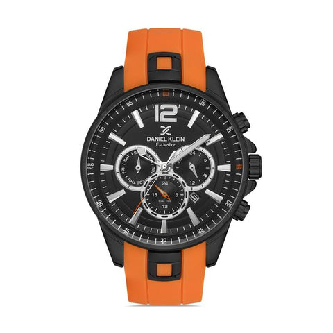 Daniel Klein Exclusive Men's Chronograph Watch DK.1.13139-2 Orange Silicone Strap Watch | Watch for Men
