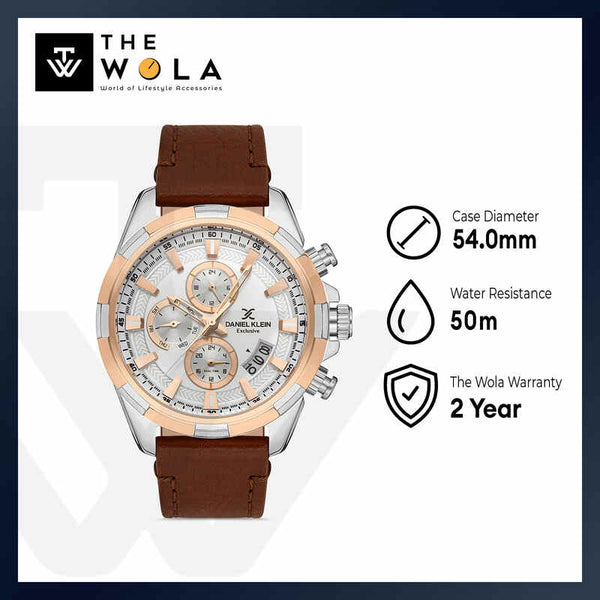 Daniel Klein Exclusive Men's Chronograph Watch DK.1.13143-3 Brown Genuine Leather Strap Watch | Watch for Men