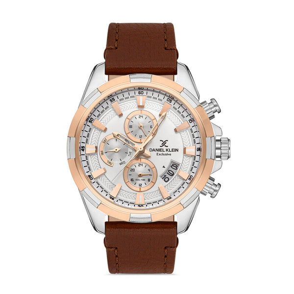 Daniel Klein Exclusive Men's Chronograph Watch DK.1.13143-3 Brown Genuine Leather Strap Watch | Watch for Men