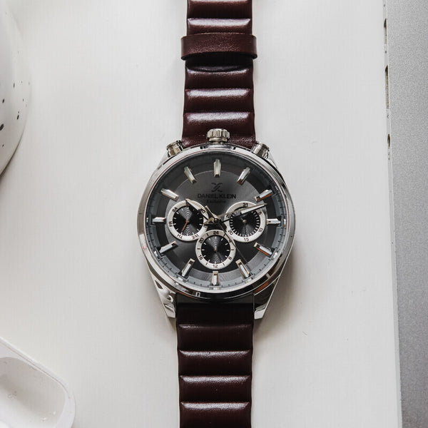 Daniel Klein Exclusive Men's Chronograph Watch DK.1.13144-3 Brown Genuine Leather Strap Watch | Watch for Men