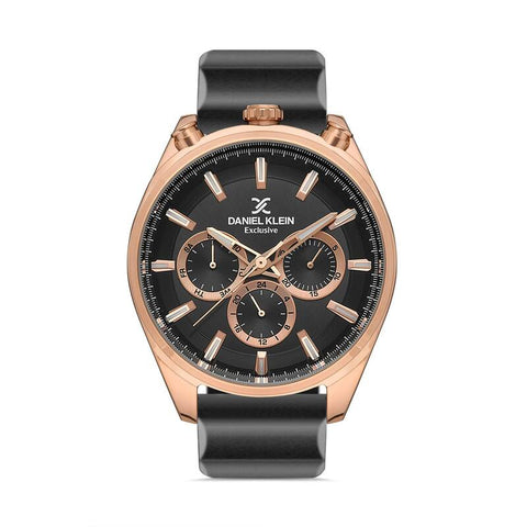 Daniel Klein Exclusive Men's Chronograph Watch DK.1.13144-4 Black Genuine Leather Strap Watch | Watch for Men