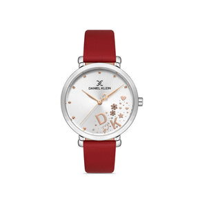 Daniel Klein Trendy Women's Analog Watch DK.1.13152-4 Red Genuine Leather Strap Watch | Watch for Ladies