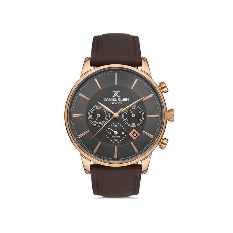 Daniel Klein Exclusive Men's Chronograph Watch DK.1.13168-5 Brown Genuine Leather Strap Watch | Watch for Men
