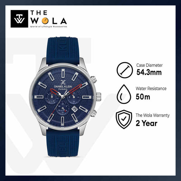 Daniel Klein Exclusive Men's Chronograph Watch DK.1.13171-2 Blue Silicone Strap Watch | Watch for Men