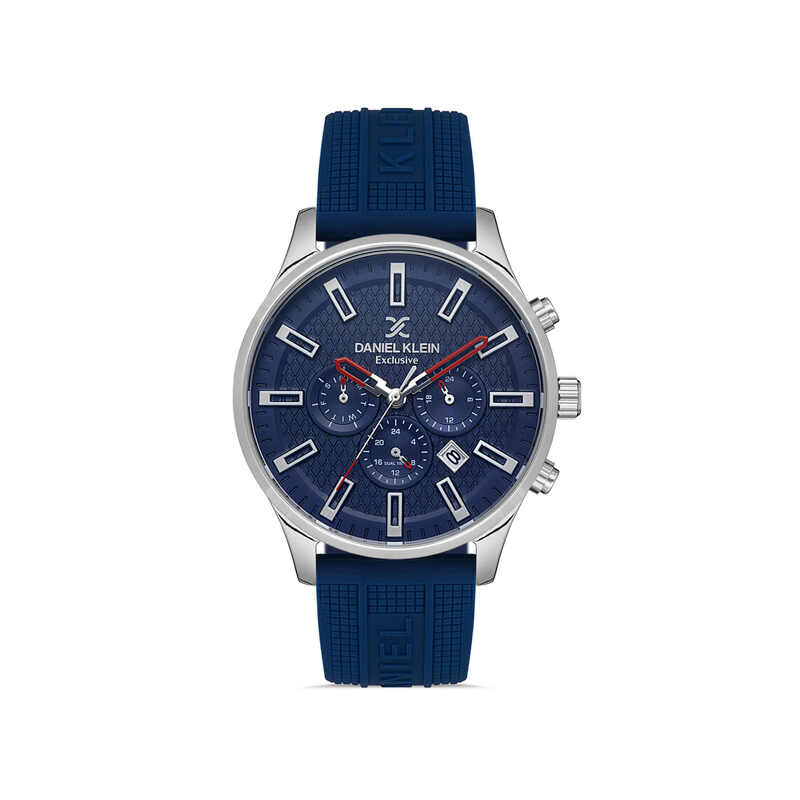 Daniel Klein Exclusive Men's Chronograph Watch DK.1.13171-2 Blue Silicone Strap Watch | Watch for Men