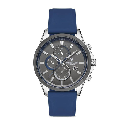 Daniel Klein Exclusive Men's Chronograph Watch DK.1.13179-3 Blue Silicone Strap Watch | Watch for Men