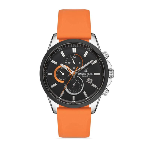 Daniel Klein Exclusive Men's Chronograph Watch DK.1.13179-4 Orange Silicone Strap Watch | Watch for Men