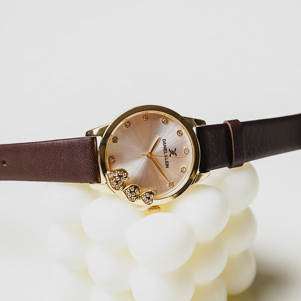 Daniel Klein Trendy Women's Analog Watch DK.1.13238-2 Brown Genuine Leather Strap Watch | Watch for Ladies