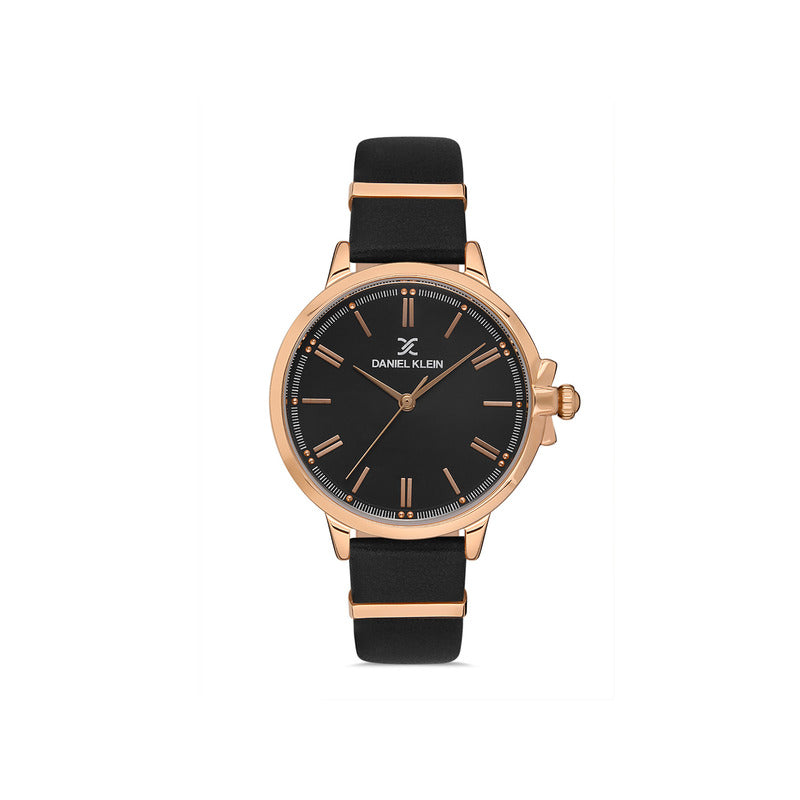 Daniel Klein Trendy Women's Analog Watch DK.1.13260-3 Black Genuine Leather Strap Watch | Watch for Ladies