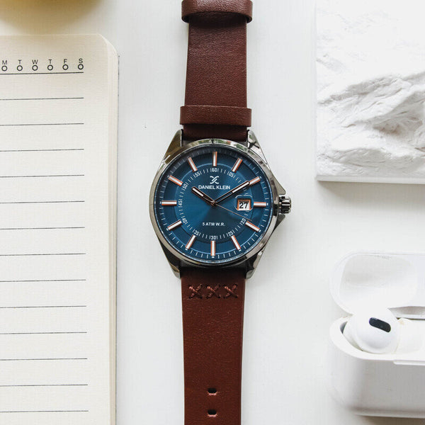 Daniel Klein Premium Men's Analog Watch DK.1.13279-5 Brown Genuine Leather Strap Watch | Watch for Men