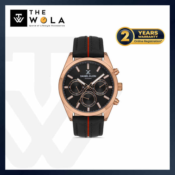 Daniel Klein Exclusive Men's Chronograph Watch DK.1.13314-4 Black Genuine Leather Strap Watch | Watch for Men