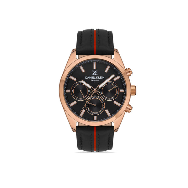 Daniel Klein Exclusive Men's Chronograph Watch DK.1.13314-4 Black Genuine Leather Strap Watch | Watch for Men