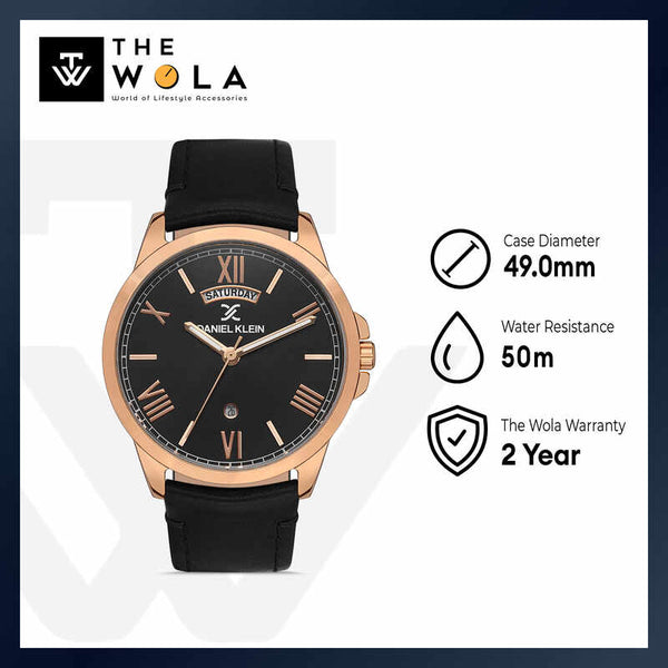 Daniel Klein Premium Men's Analog Watch DK.1.13325-3 Black Genuine Leather Strap Watch | Watch for Men