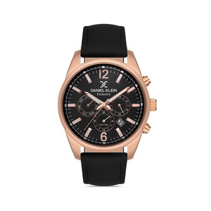 Daniel Klein Exclusive Men's Chronograph Watch DK.1.13349-5 Black Leather Strap Men Watch | Watch for Men