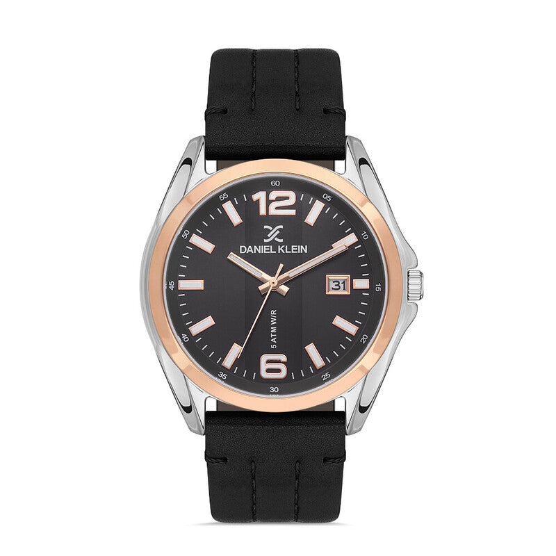 Daniel Klein Premium Men's Analog Watch DK.1.13366-4 Black Genuine Leather Strap Watch | Watch for Men