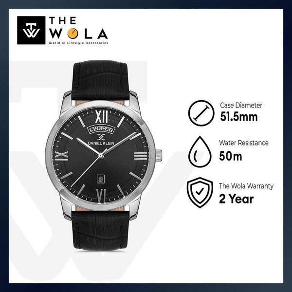 Daniel Klein Premium Men's Analog Watch DK.1.13369-1 Black Genuine Leather Strap Watch | Watch for Men
