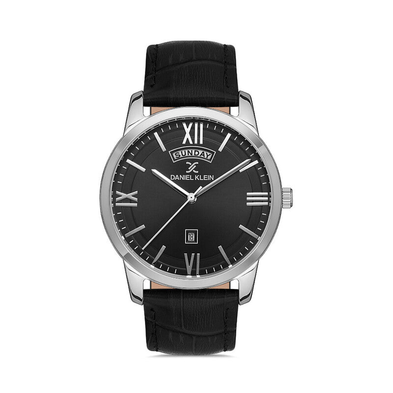Daniel Klein Premium Men's Analog Watch DK.1.13369-1 Black Genuine Leather Strap Watch | Watch for Men