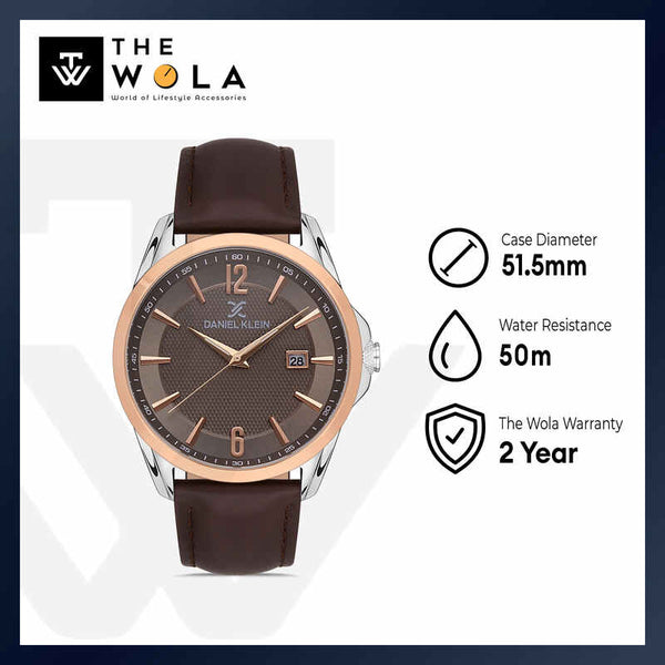 Daniel Klein Premium Men's Analog Watch DK.1.13374-4 Brown Genuine Leather Strap Watch | Watch for Men