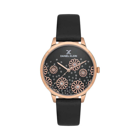 Daniel Klein Premium Women's Analog Watch DK.1.13459-6 with Black Leather Strap | Watch for Women