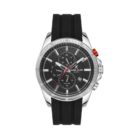 Daniel Klein Exclusive Men's Chronograph Watch DK.1.13533-1 Black with Silicone Strap | Watch for Men