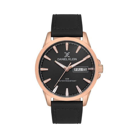 Daniel Klein Premium Men's Analog Watch DK.1.13542-5 Black with Leather Strap | Watch for Men