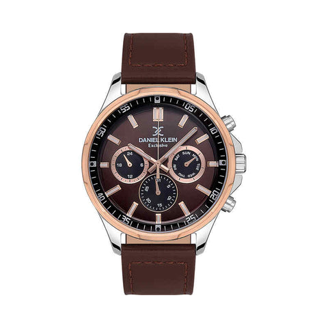 Daniel Klein Exclusive Men's Chronograph Watch DK.1.13544-4 Brown with Leather Strap | Watch for Men