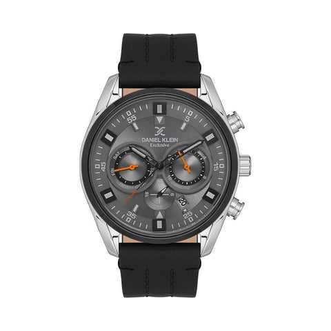 Daniel Klein Exclusive Men's Chronograph Watch DK.1.13547-2 Black with Leather Strap | Watch for Men