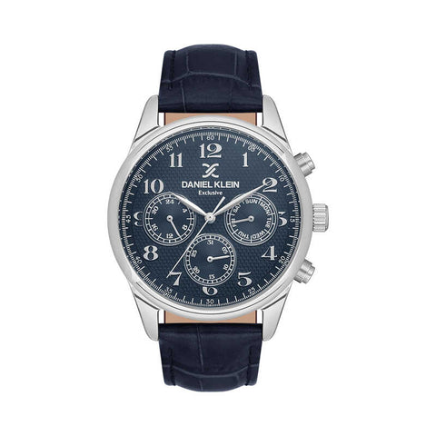 Daniel Klein Exclusive Men's Chronograph Watch DK.1.13550-2 Blue with Leather Strap | Watch for Men
