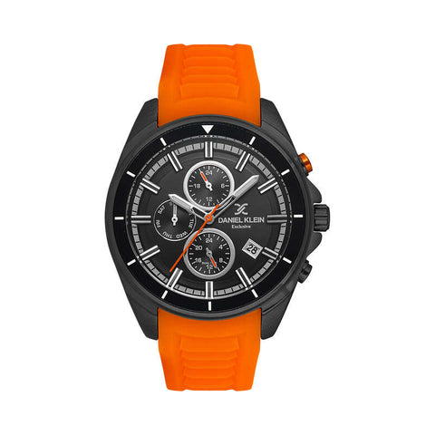 Daniel Klein Exclusive Men's Chronograph Watch DK.1.13551-5 Orange with Silicone Strap | Watch for Men