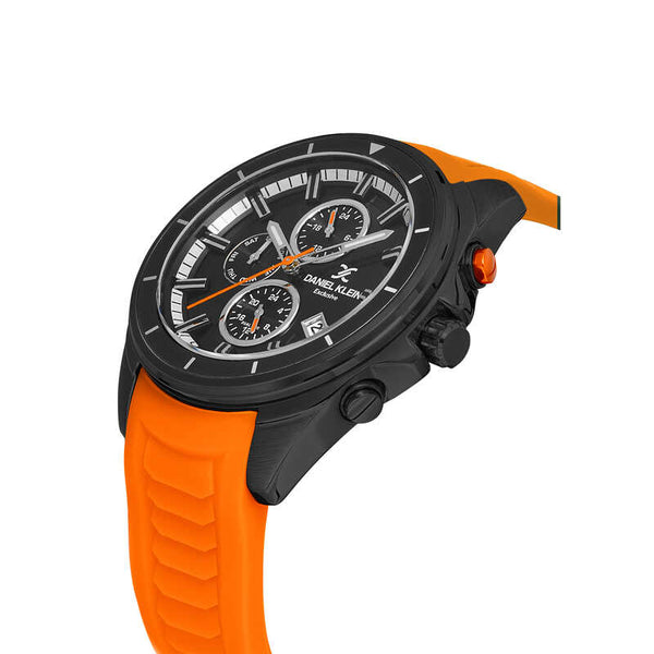 Daniel Klein Exclusive Men's Chronograph Watch DK.1.13551-5 Orange with Silicone Strap | Watch for Men