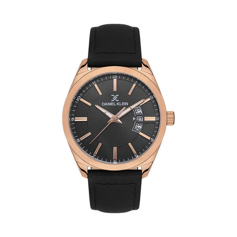 Daniel Klein Premium Men's Analog Watch DK.1.13555-5 Black with Leather Strap | Watch for Men