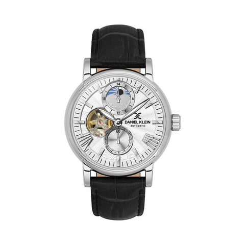 Daniel Klein Automatic Skeleton Men's Chronograph Watch DK.1.13563-1 Black with Leather Strap | Watch for Men