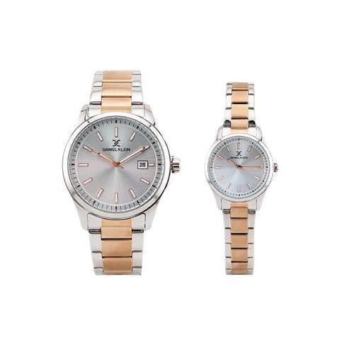 Daniel Klein Pair Couple's Analog DK.1.13575-5 Watch with Silver Stainless Steel Strap | Watch For Men and Women