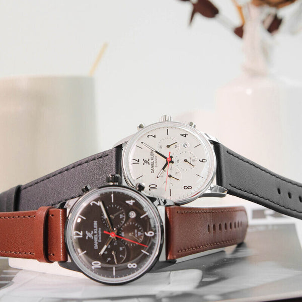 Daniel Klein Exclusive Men's Chronograph Watch DK11832-1 Black Genuine Leather Strap Watch | Watch for Men