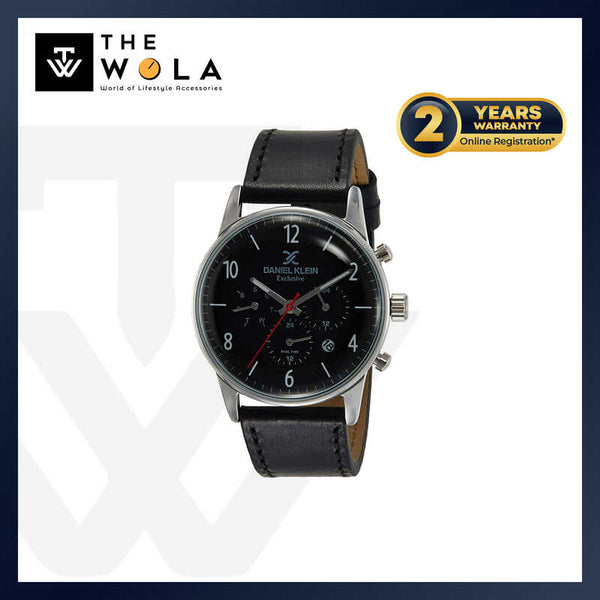 Daniel Klein Exclusive Men's Chronograph Watch DK11832-2 Black Genuine Leather Strap Watch | Watch for Men