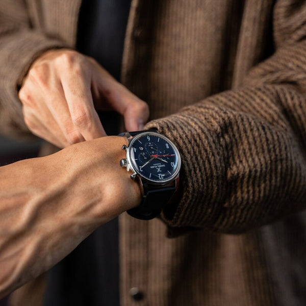 Daniel Klein Exclusive Men's Chronograph Watch DK11832-3 Blue Genuine Leather Strap Watch | Watch for Men