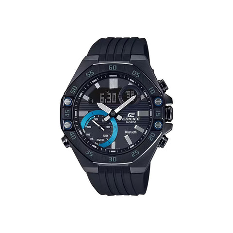 Edifice ECB-10PB-1A Smartphone Link Men's Motorsports Watch with Black Resin Band