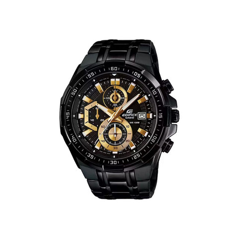 Edifice EFR-539BK-1AV Men's Chronograph Watch with Stainless Steel Band and Gold Dial