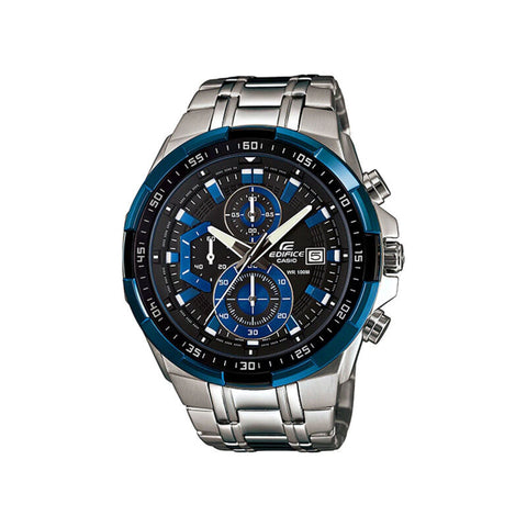 Edifice EFR-539D-1A2V Men's Chronograph Watch Black and Blue dial with Silver Stainless Steel