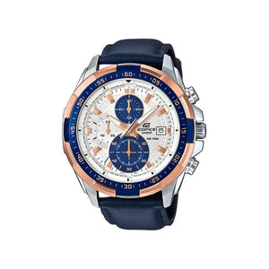 Edifice Men's Chronograph Watch EFR-539L-7CV Blue Genuine Leather Band Watch for mens
