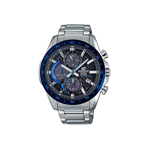 Edifice EQS-900DB-1AV Solar Powered Chronograph Men's Watch with Stainless Steel Band and Blue Dial